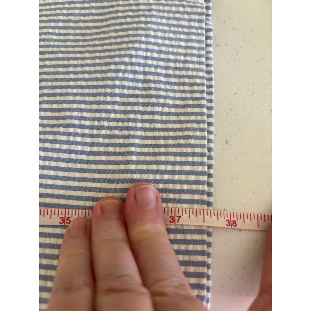VTG Ann Taylor LOFT Blue White Striped Seersucker Sleeveless Dress Sz 12 Lined - Picture 8 of 10